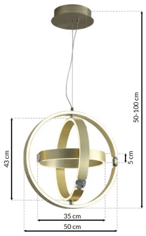 Závesné LED svietidlo Sirius, 3x LED 80w, 4000k, g