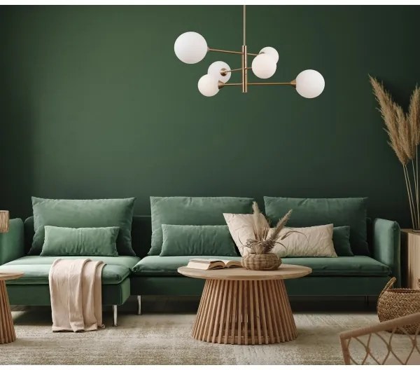 ITALUX PND-55342-6-HB - Luster na tyči EVORA 6xG9/5W/230V mosadz