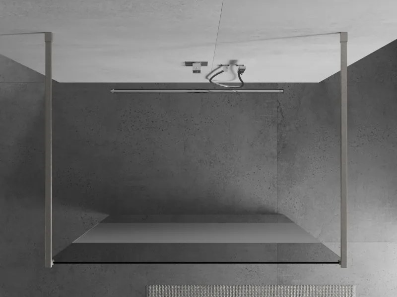 Mexen Kioto, sprchová zástena Walk-In 140 x 200 cm, 8mm číre sklo-námraza, brúsená oceľ profil, 800-140-002-97-35