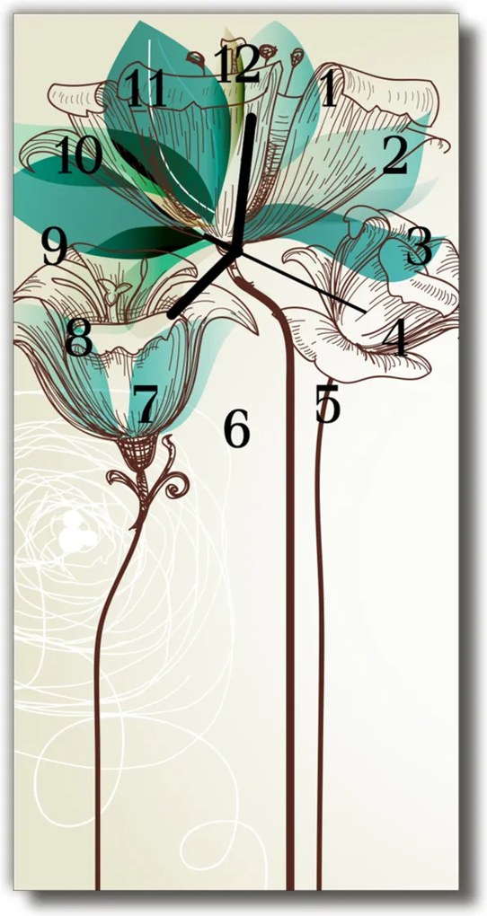 Sklenené hodiny vertikálne  Kvety kvety farebné grafiky