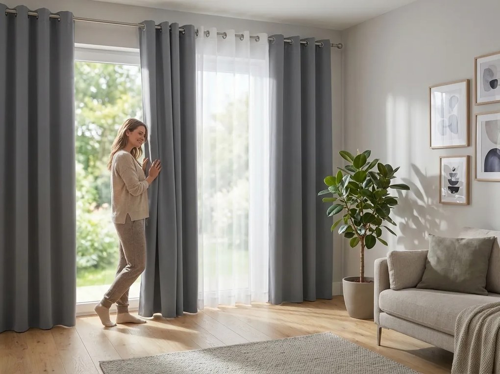 Svetlosivý záves OXFORD 140x250 cm Zavesenie: Riasiaca páska