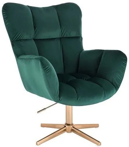 LuxuryForm DESIGN Otočné kreslo AURORA VELUR na zlatom kríži - zelené
