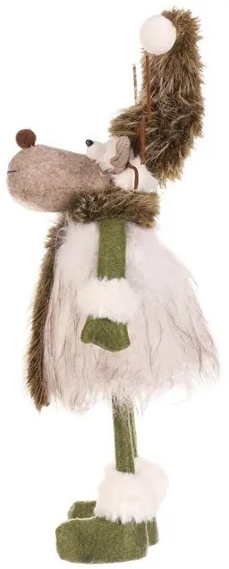 Vianočná dekorácia Sob stojaci, v. 45 cm, zelená/biela