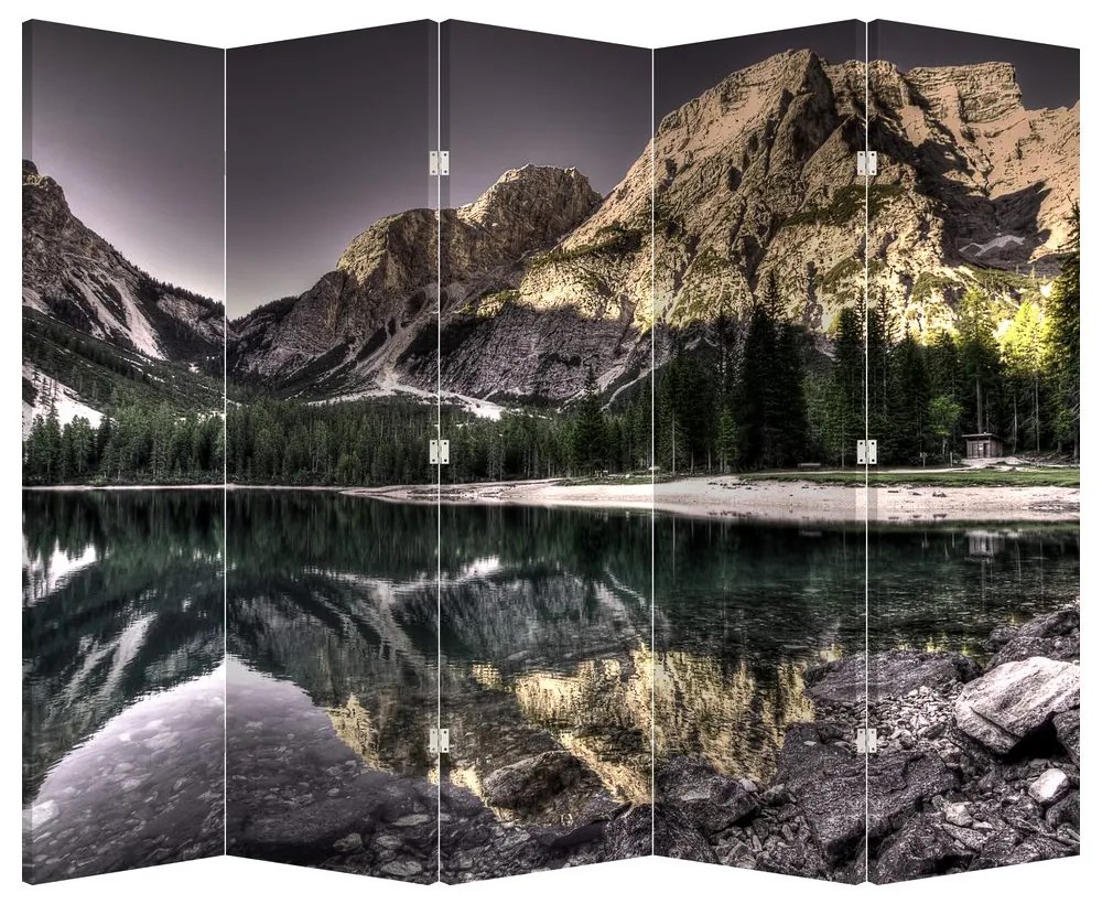 Paraván - Jazero v horách (210x170 cm)