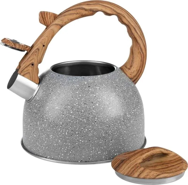 ST Pískací čajník sivý - hnedý dekor 2,5 l