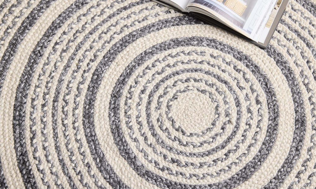 Ručne viazaný kusový koberec Soma SM04 Silver Black kruh, 80x80 (priemer) kruh, béžová, chodba / predsieň, Diamond Carpets India