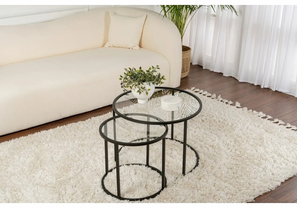 Súprava konferenčných stolíkov Aurum Black 60 cm, 2 ks