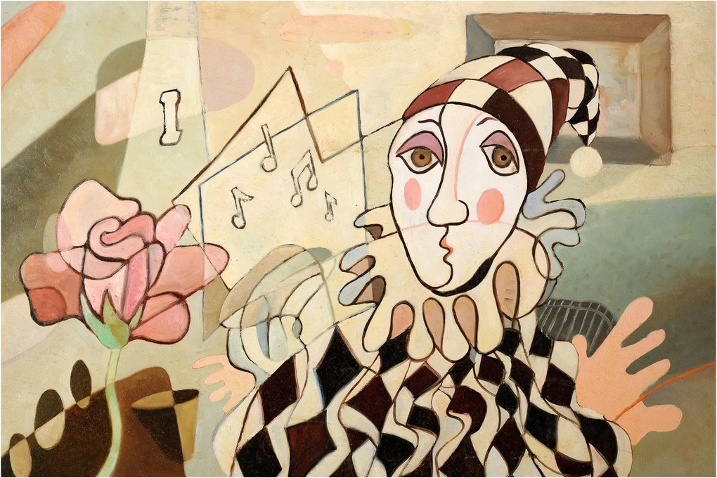 Obraz - Kubizmus - harlequin and rose (90x60 cm)