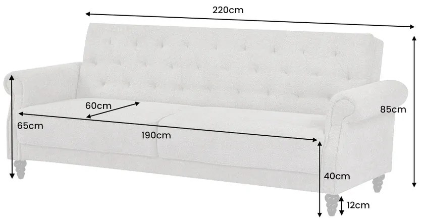 Rozkladacia pohovka MAISON BELLE 220 cm bouclé greige