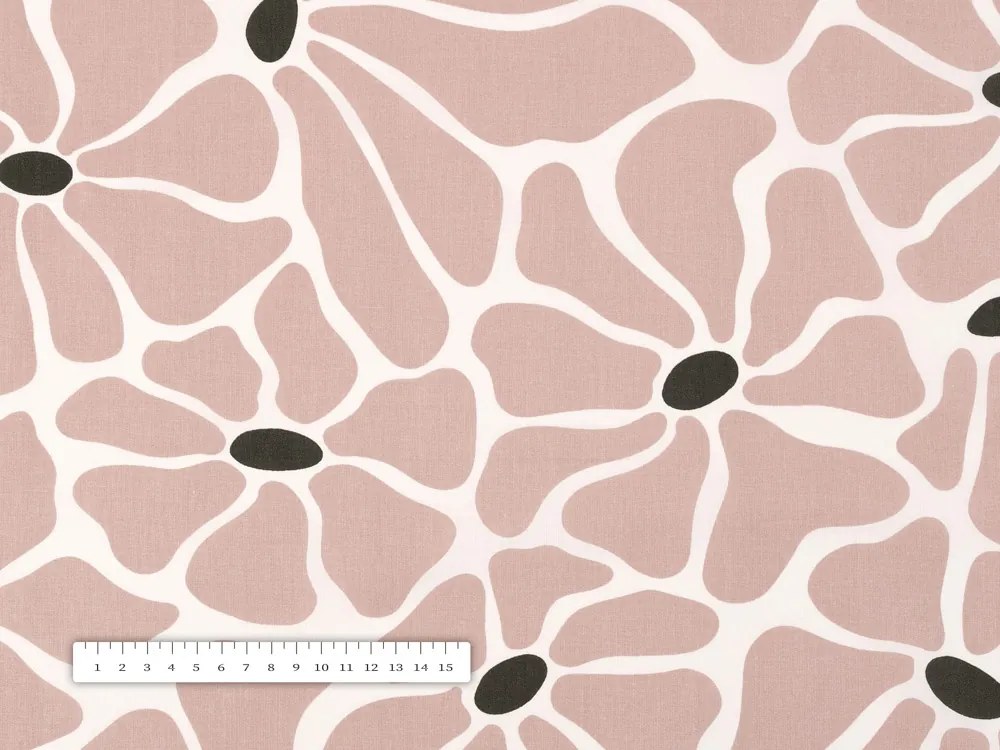 Biante Bavlnená obliečka na vankúš Sandra SA-483 Hnedoružové designové kvety na bielom 50 x 50 cm