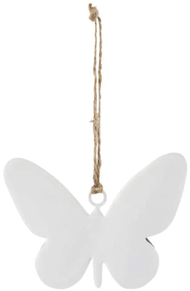 Závesná dekorácia biely motýľ, 15 cm