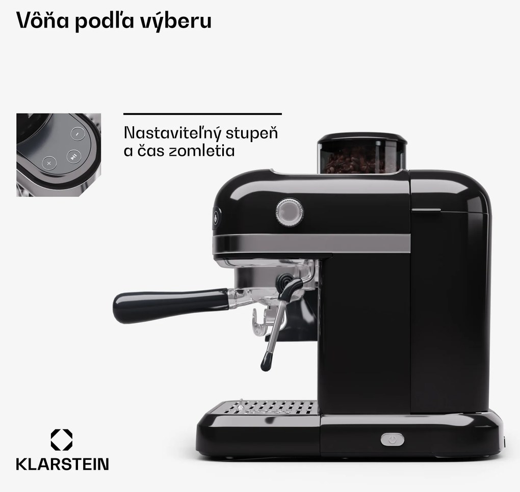 Klarstein Bella Café, espresso kávovar, vrátane mlynčeka, 1550 W, 20 bar, 1,4 litra
