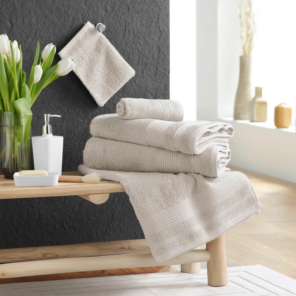 Béžový froté bavlnený uterák 30x50 cm Tendresse – douceur d'intérieur