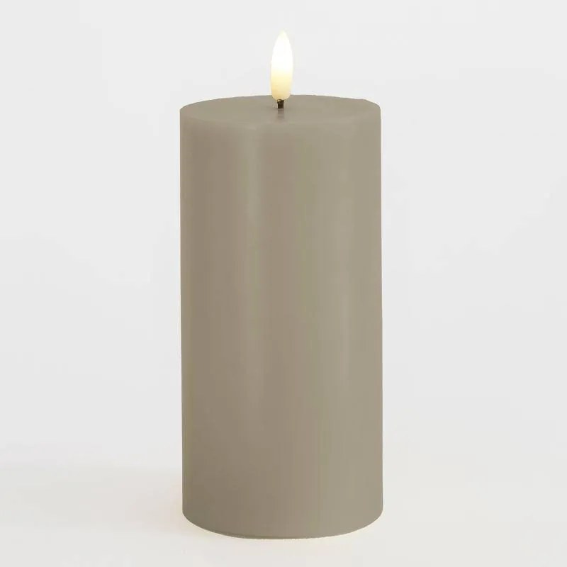 SIRIUS Vosková LED svíčka Sille, světlá šedá, 7,5 x 15 cm