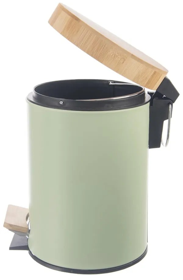 Svetlozelený nášľapný kovový odpadkový kôš 3 l Greenish – Orion