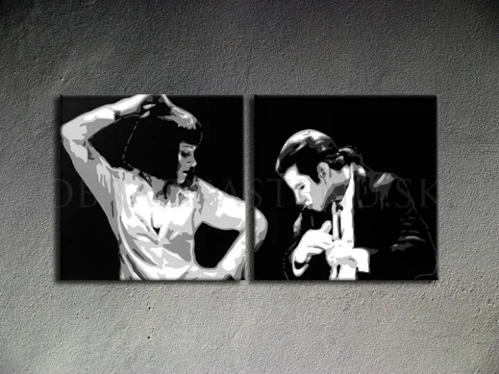 Ručne maľovaný POP Art obraz Pulp Fiction 100x50 cm