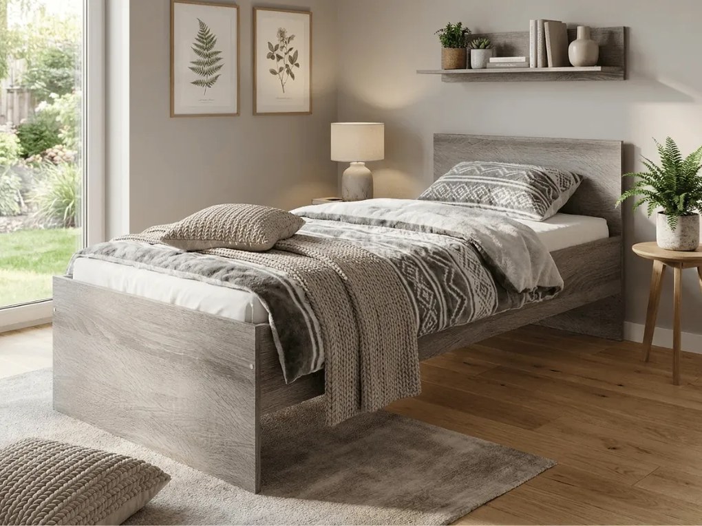 Posteľ ELISA 90 x 200 cm, dub lanýžový Rošt: Bez roštu, Matrac: Matrac COCO MAXI 20 cm