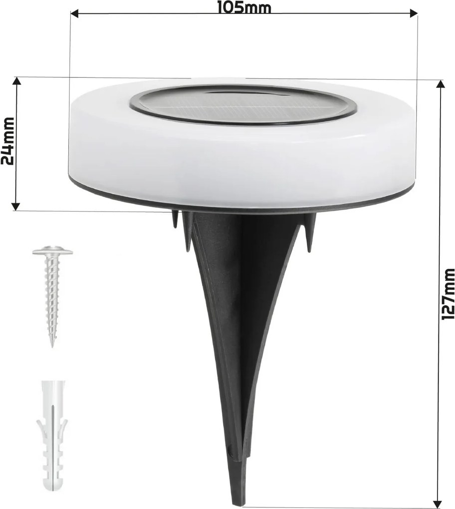 BERGE LED solárna záhradná lampa - IP44 - biela