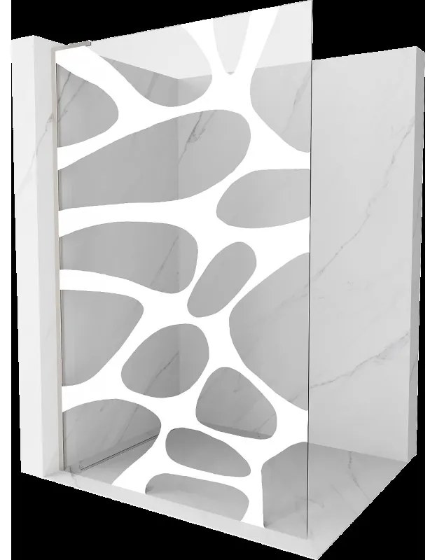 Mexen Kioto L sprchová stena Walk-in 110 x 200 cm, biely vzor, nerezová úprava - 800-110-103-97-97