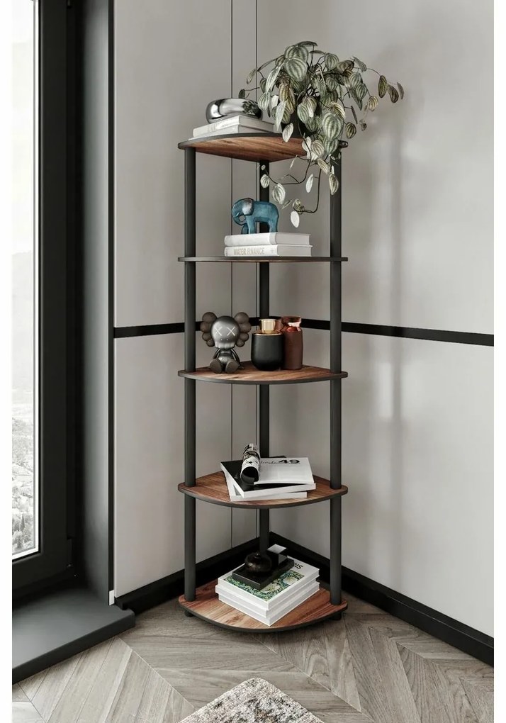 Regál Corner Walnut, 5 polic