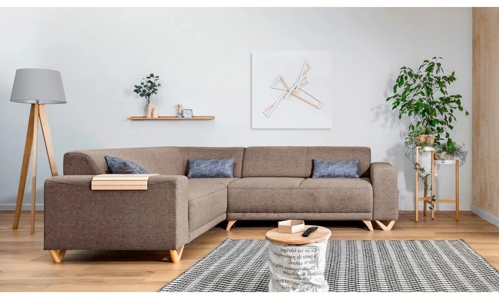 Hnedá rozkladacia/s úložným priestorom rohová pohovka (ľavý roh/do L) Classy Sophie – Miuform