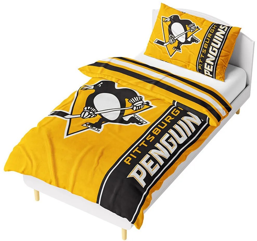 Mikroplyšové posteľné obliečky NHL Pittsburgh Penguins - 70 x 90 cm + 140 x 200 cm