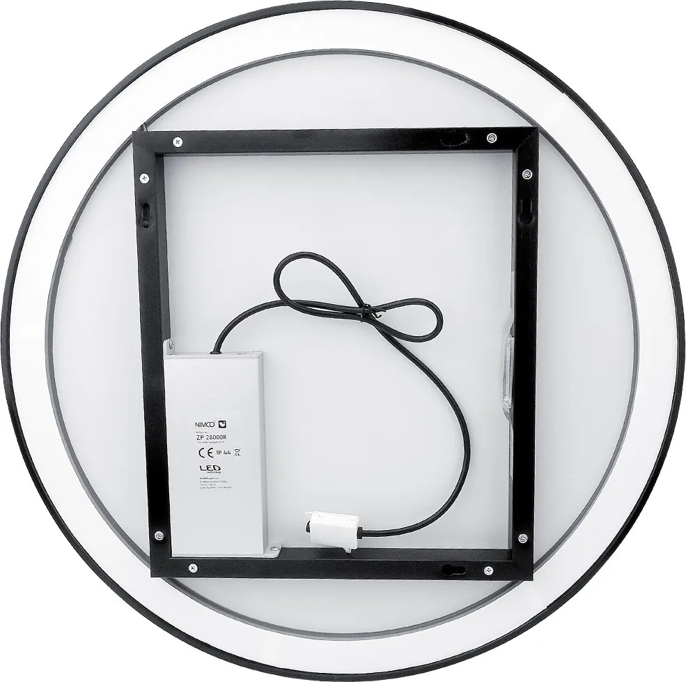 Nimco Čierne okrúhle LED zrkadlo priem. 600 - ZPC 28000R-90