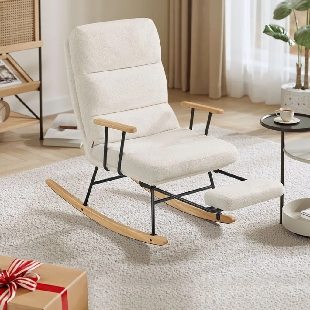 Hojdacie kreslo ROCKY, 97x67x100cm, krémová SongmicsHome