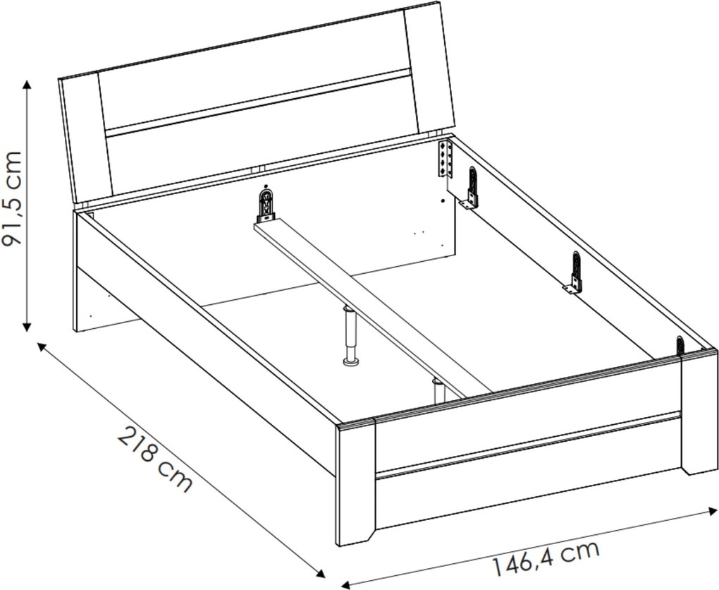 Sconto Posteľ ANGEL 91 dub craft biely, 140x200 cm