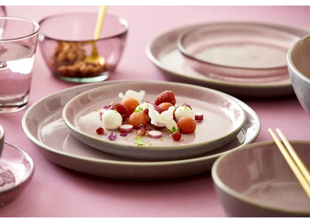 Ružový/sivý kameninový tanier ø 27 cm Gastro Grey/Light Pink – Bitz