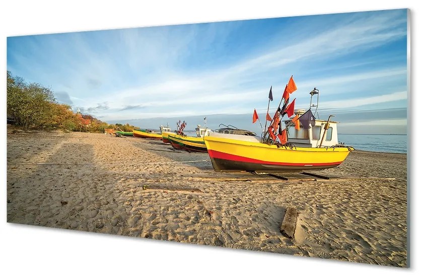 Sklenený obraz Gdańsk Beach lode sea 125x50 cm