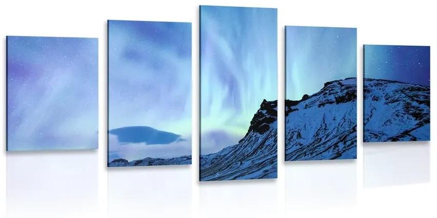 5-dielny obraz severské polárne svetlo - 100x50