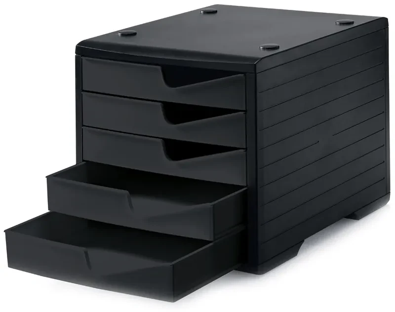 Triediaci box, 5 zásuviek, čierna/čierna