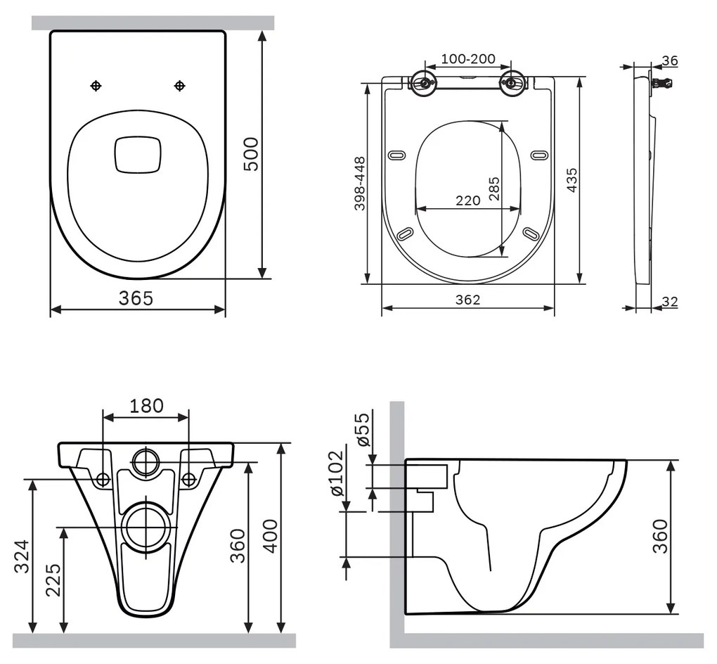 Závesné WC AM.PM Hit CTA1700SC bezokrajové, so sedadlom Microlift, biele