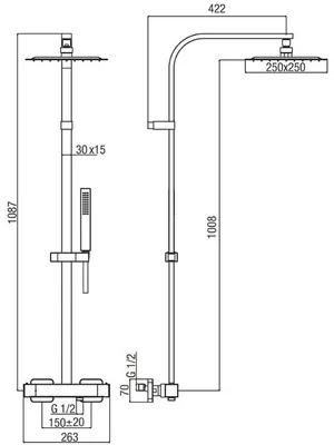 Sprchový systém s termostatickou batériou Alpi Una 18SM2151 NE