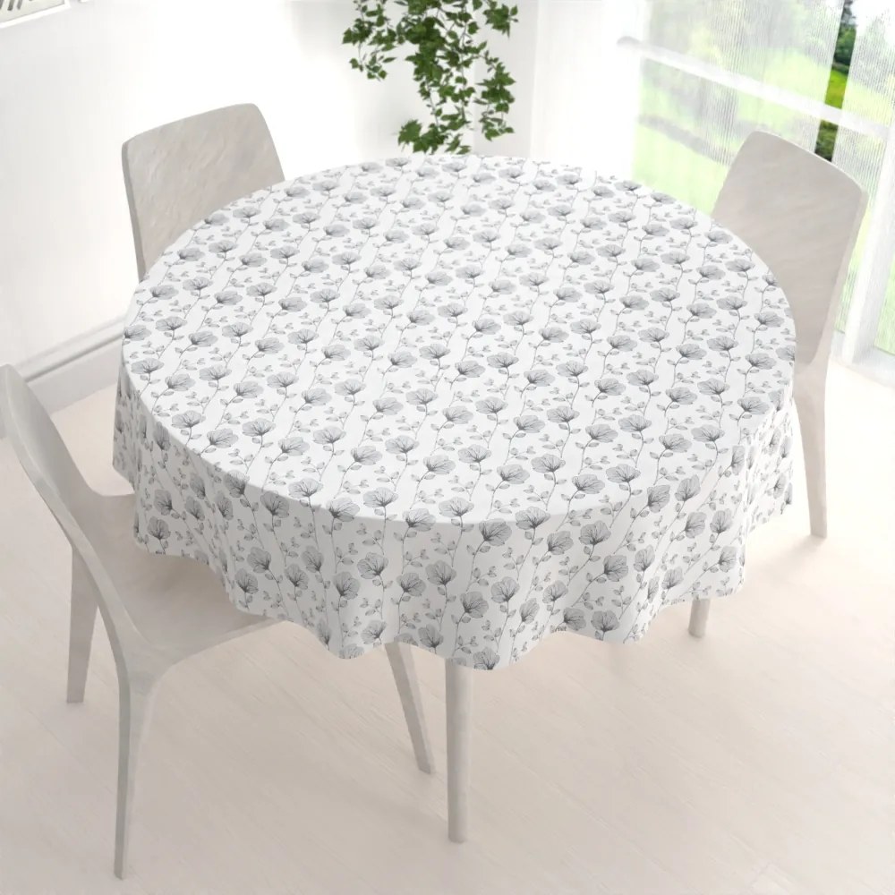 Biante Bavlnený okrúhly obrus Sandra SA-264 Tmavo sivé poľné kvety Ø 120 cm