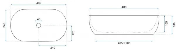 REA-U5060 - Umývadlo na dosku AMELIA 34,5x48 cm keramika/dekor dreva