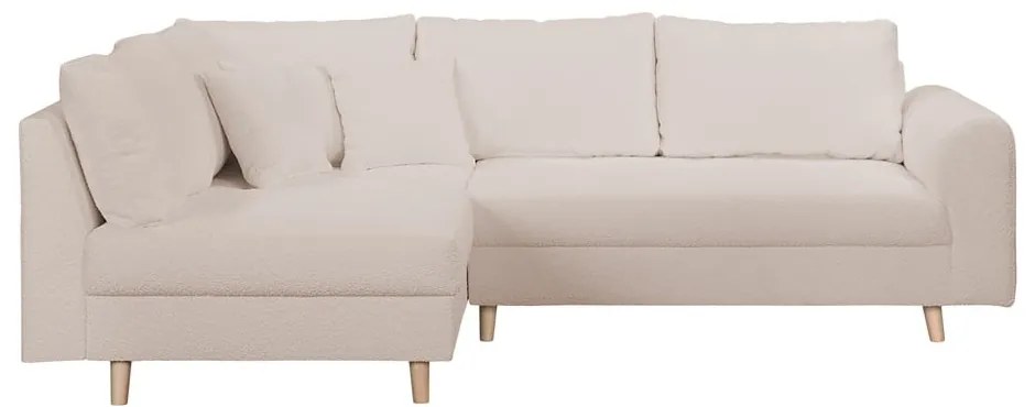 Béžová rohová pohovka z textílie buklé (ľavý roh) Ariella – Ropez