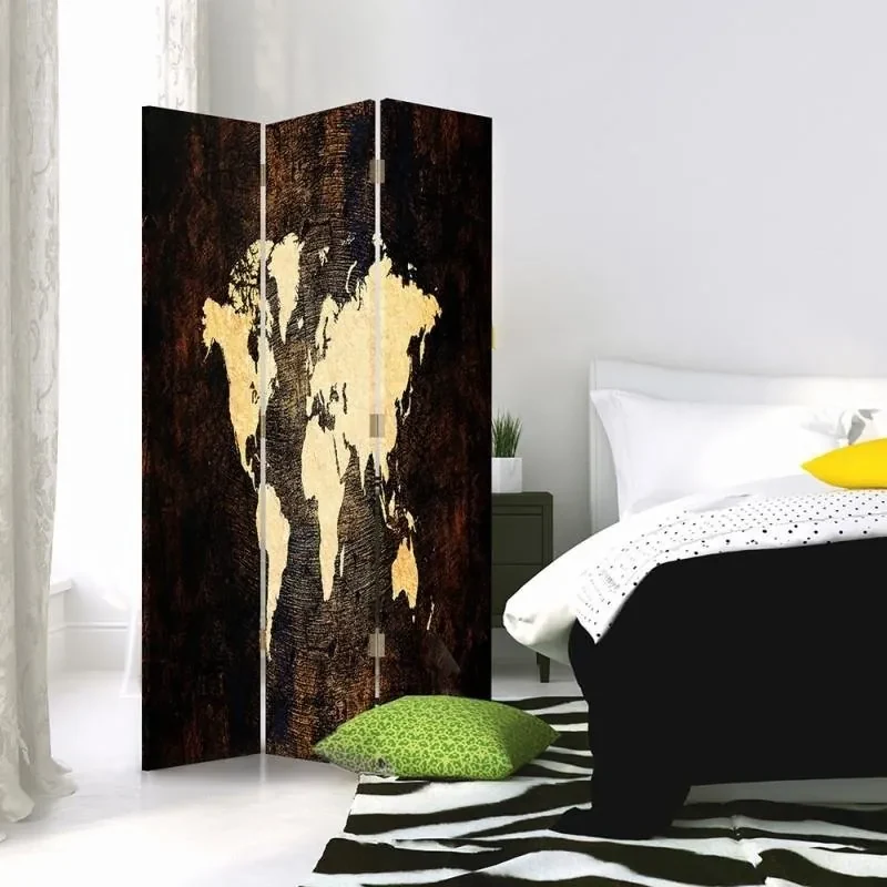 Gario Paraván Mapa sveta na tmavých doskách Rozmery: 145 x 170 cm, Prevedenie: Klasický paraván