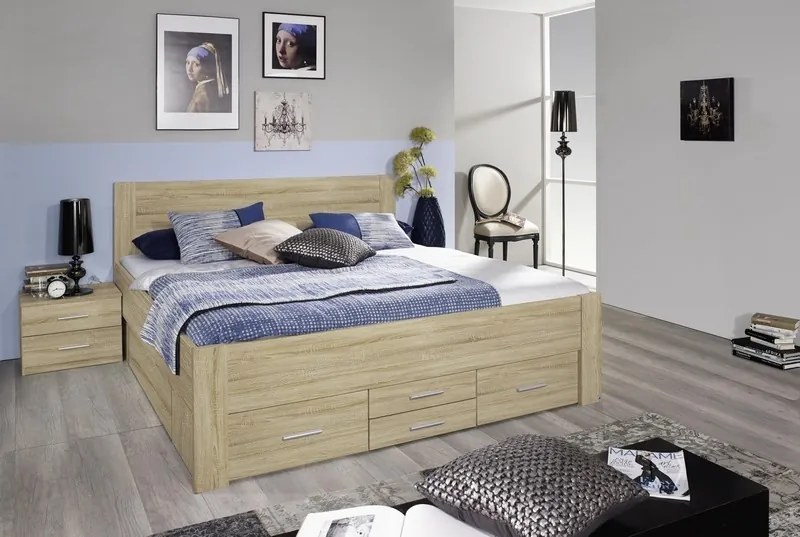 Posteľ Isotta 140x200 cm, dub sonoma