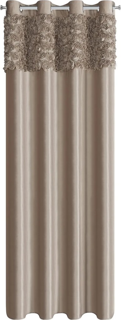 ZATEMŇOVACÍ ZÁVES NA KRÚŽKOCH EVA MINGE ROSES13 140X250 CM TMAVOBÉŽOVÁ