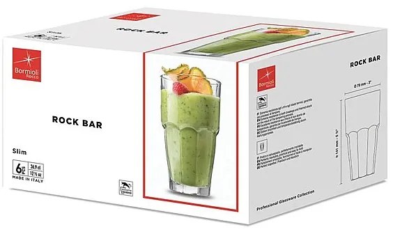 Bormioli Rocco Rock Bar Slim 369 ml 6 ks