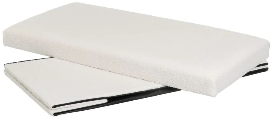 Biely taburet z textílie buklé Ecru – Casa Selección