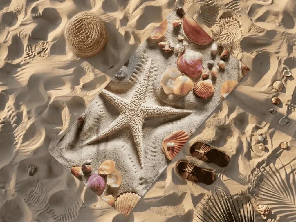 Rýchloschnúca plážová osuška OCEAN SAND farebná 70 x 140 cm, 100% mikrovlákno
