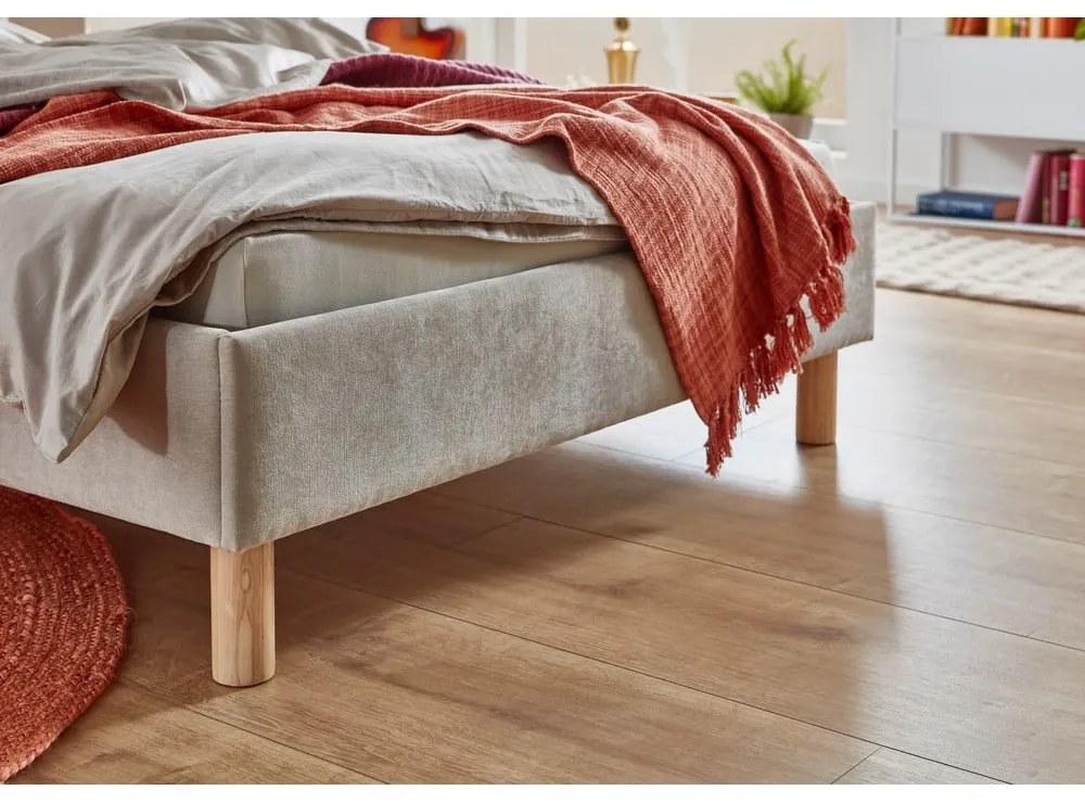 Béžová čalúnená dvojlôžková posteľ bez roštu 140x200 cm Joker – Meise Möbel