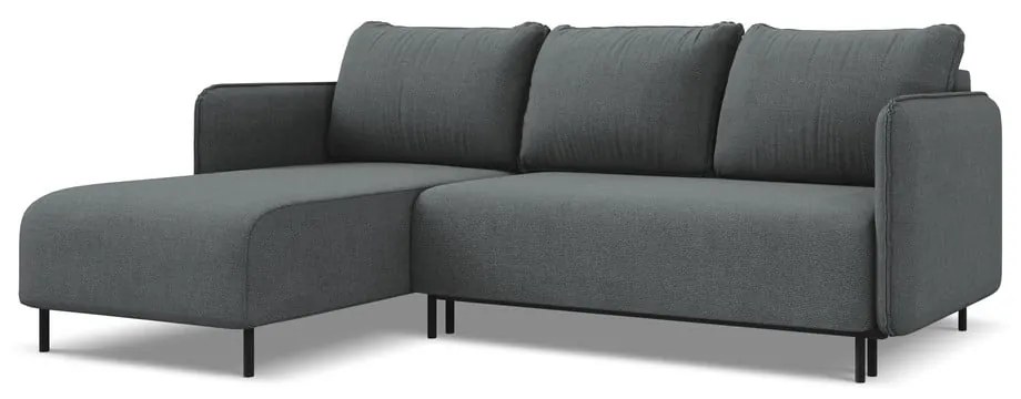 Tmavosivá rozkladacia/s úložným priestorom rohová pohovka (ľavý roh) Luana – Makamii