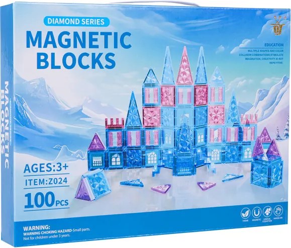 Magnetická stavebnica Ľadové kráľovstvo, 100 dielikov