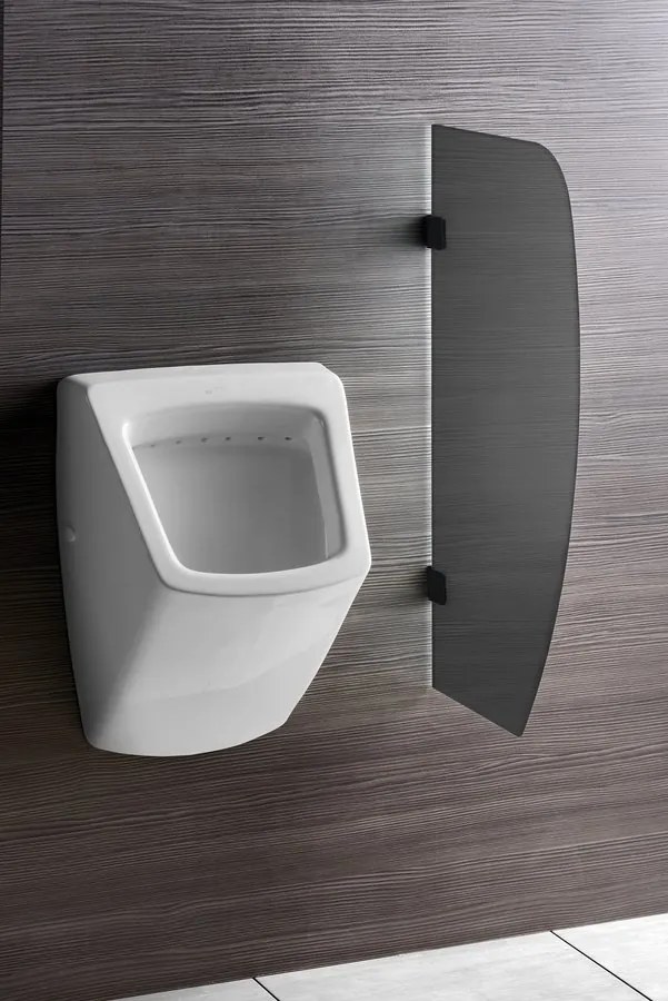 Sapho Sapho, Deliaca stena medzi urinálmi 40x80 cm, dymové sklo, čierna mat, 2502-06M