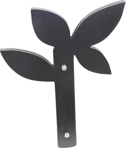 Čierny nástenný vešiak Mauro Ferretti Leaf Nero, 30 x 40 cm