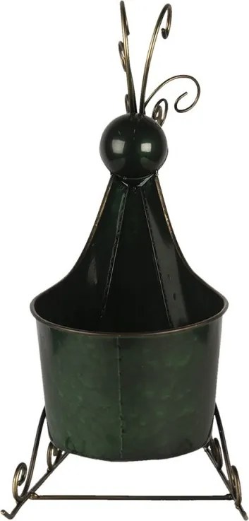 Zeleno zlatý dekoratívne sob na saniach - 34 * 17 * 37 cm